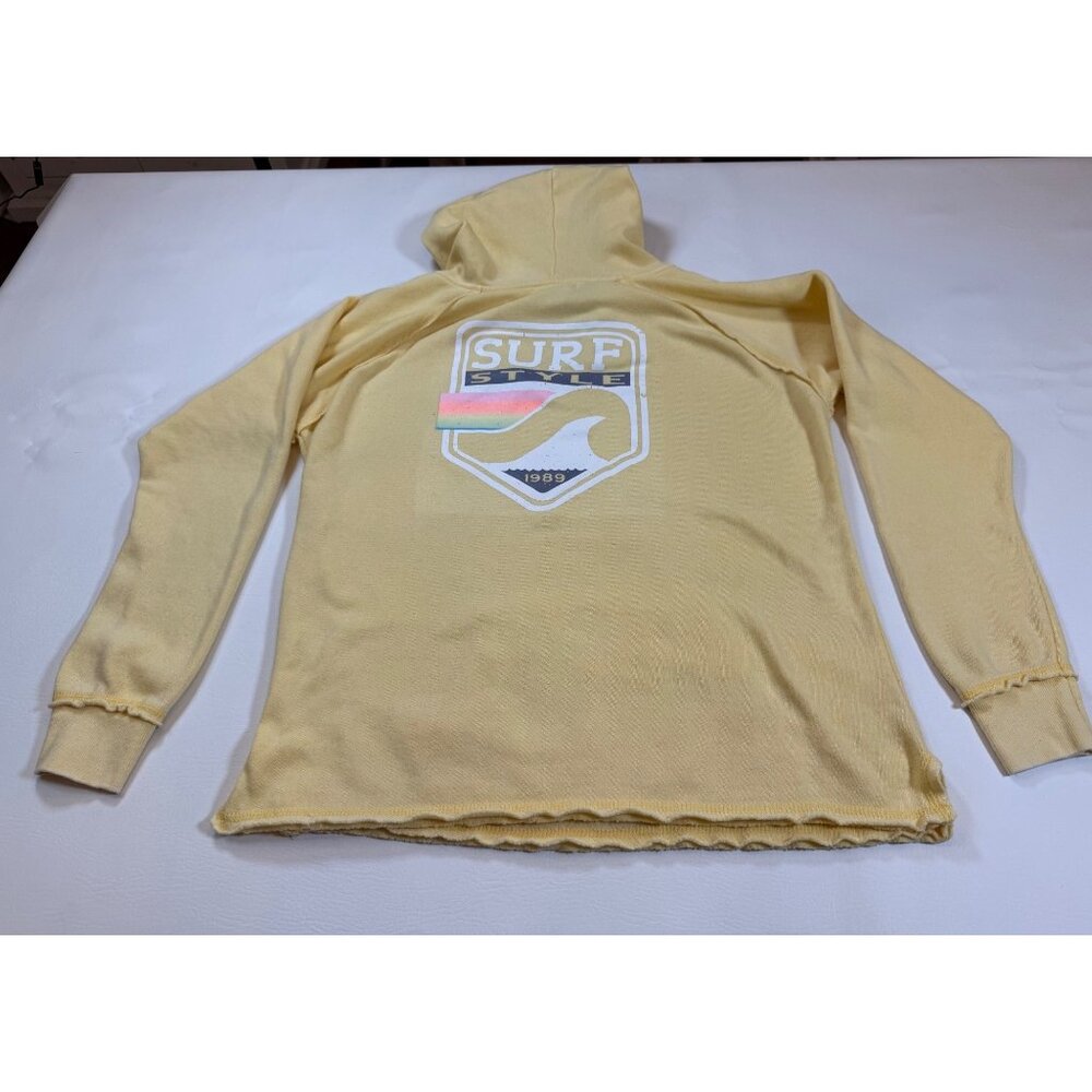 Surf Style Large Yellow Hooded Pullover With Surf Logo & Pocket (bin Y)